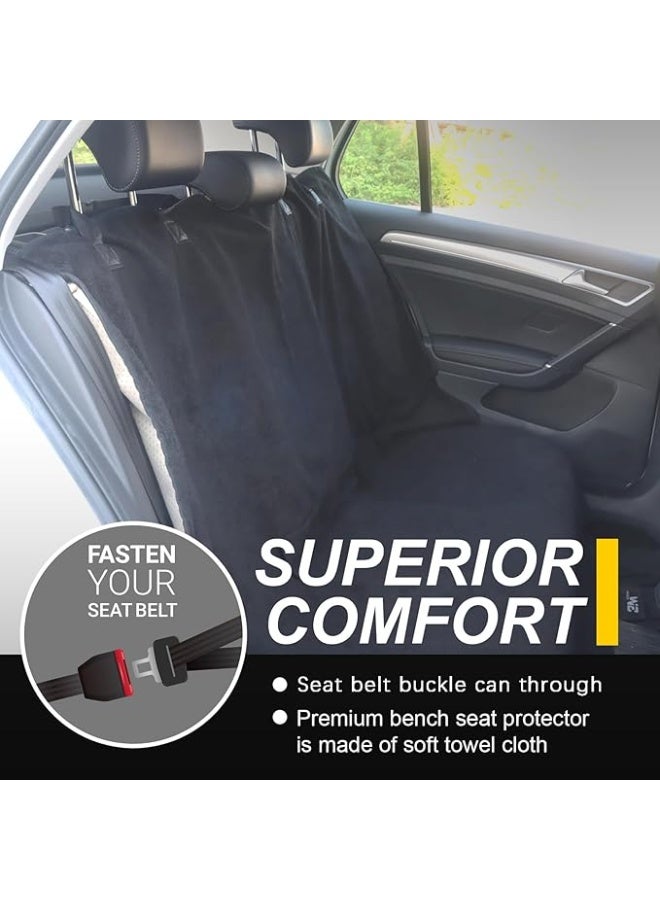 Back Seat Cover for Car Trucks Van SUV,Waterproof Rear Bench Towel Seat Covers for Dogs and Kids,Automotive Backseat Protector (Black) - Image 4